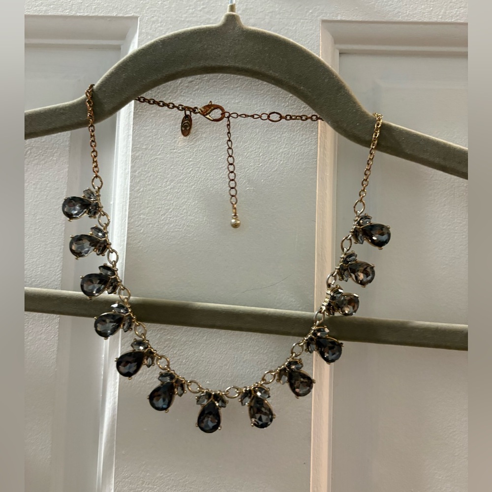 20" ADJUSTABLE SMOKE STONE GOLDTONE NECKLACE